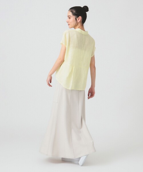 Ray BEAMS（レイビームス）の「リネン フレンチスリーブ スキッパー シャツ（シャツ/ブラウス・レディース・ホワイト/サックスブルー/クリーム・ONE SIZE）」の13枚目の写真