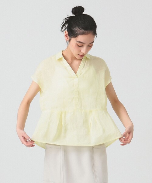 Ray BEAMS（レイビームス）の「リネン フレンチスリーブ スキッパー シャツ（シャツ/ブラウス・レディース・ホワイト/サックスブルー/クリーム・ONE SIZE）」の14枚目の写真