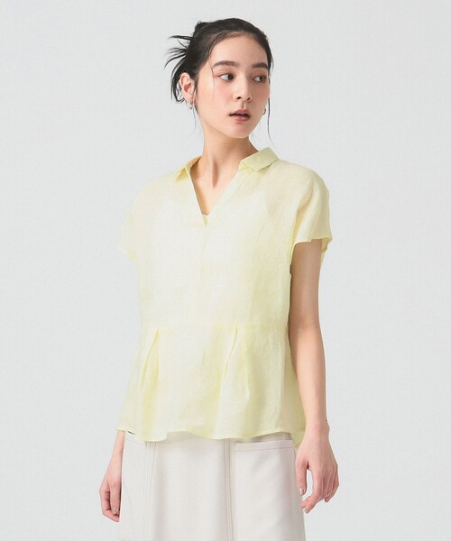 Ray BEAMS（レイビームス）の「リネン フレンチスリーブ スキッパー シャツ（シャツ/ブラウス・レディース・ホワイト/サックスブルー/クリーム・ONE SIZE）」の15枚目の写真