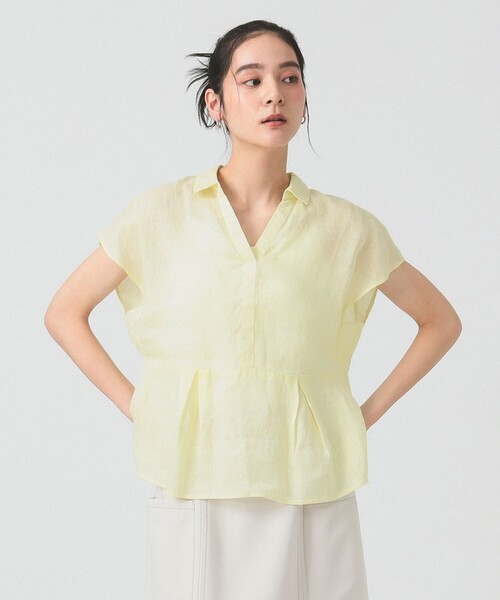 Ray BEAMS（レイビームス）の「リネン フレンチスリーブ スキッパー シャツ（シャツ/ブラウス・レディース・ホワイト/サックスブルー/クリーム・ONE SIZE）」の16枚目の写真