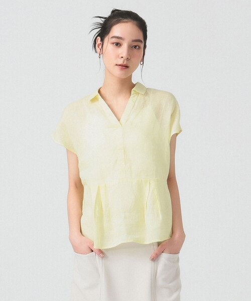 Ray BEAMS（レイビームス）の「リネン フレンチスリーブ スキッパー シャツ（シャツ/ブラウス・レディース・ホワイト/サックスブルー/クリーム・ONE SIZE）」の17枚目の写真