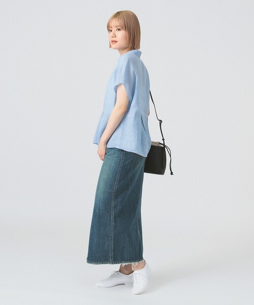 Ray BEAMS（レイビームス）の「リネン フレンチスリーブ スキッパー シャツ（シャツ/ブラウス・レディース・ホワイト/サックスブルー/クリーム・ONE SIZE）」の19枚目の写真