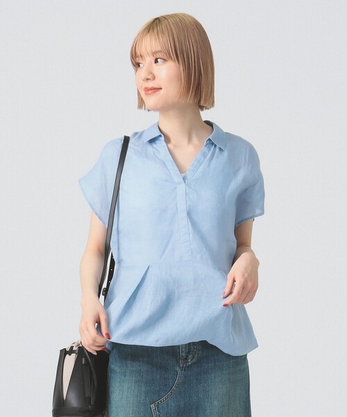 Ray BEAMS（レイビームス）の「リネン フレンチスリーブ スキッパー シャツ（シャツ/ブラウス・レディース・ホワイト/サックスブルー/クリーム・ONE SIZE）」の20枚目の写真