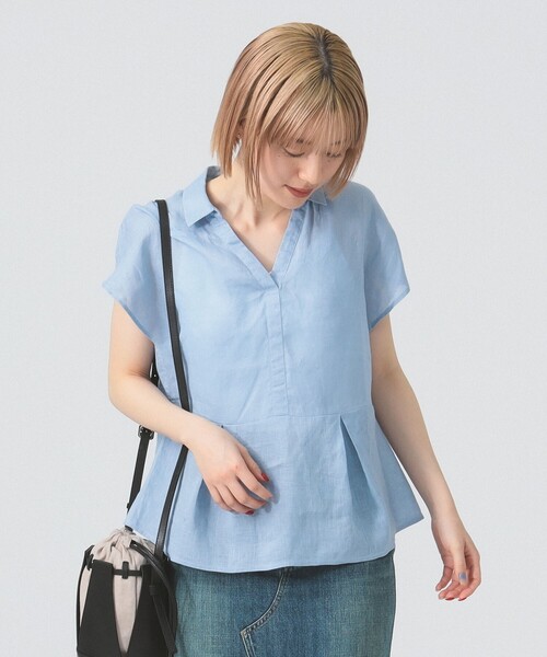 Ray BEAMS（レイビームス）の「リネン フレンチスリーブ スキッパー シャツ（シャツ/ブラウス・レディース・ホワイト/サックスブルー/クリーム・ONE SIZE）」の21枚目の写真