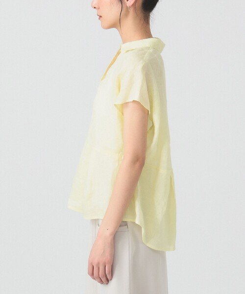Ray BEAMS フレンチリネン ブラックシャツ セール】リネン フレンチスリーブ スキッパー シャツ（シャツ