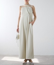 r.（アールドット）の「リネンタッチ×オーガンジー　ドッキングオールインワン（つなぎ/オールインワン）」