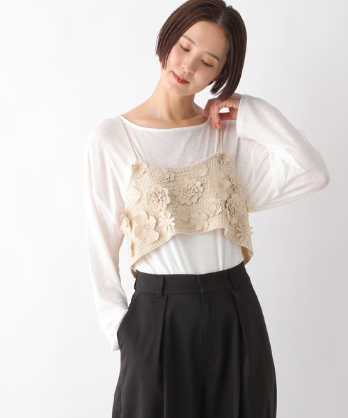 LEPSIM（レプシィム）の「7ゲージフラワーモチーフビスチェ　243127（その他トップス・レディース・ブラック/アイボリー・FREE）」の3枚目の写真