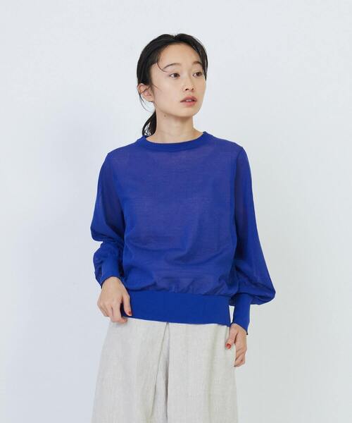 LOISIR（ロワズィール）の「エステルコットン天竺ニットプルオーバー（ニット/セーター・レディース・サックスブルー/ブラック/ブルー・FREE）」の3枚目の写真