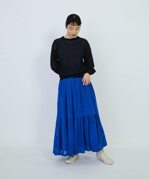 LOISIR（ロワズィール）の「エステルコットン天竺ニットプルオーバー（ニット/セーター・レディース・サックスブルー/ブラック/ブルー・FREE）」の13枚目の写真