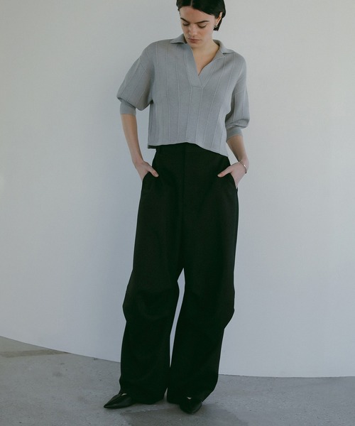 MANOF(マノフ)の「CHAMBRAY TUCK PANTS(その他パンツ・レディース・ベージュ/ブラック・S/M)」の10枚目の写真