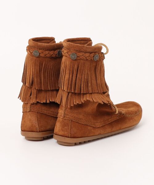 Minnetonka(ミネトンカ)の「【RS】【ミネトンカ MINNETONKA】 ダブルフリンジ トランパー ブーツ DOUBLE FRINGE TRAMPER BOOTS レディース(ブーツ・レディース・ブラウン・21.5㎝)」の2枚目の写真