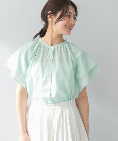 F by ROSSO（エフバイロッソ）の「リンネル8月号掲載『UR TECH』F by ROSSO　フレアスリーブブラウス（シャツ/ブラウス・レディース・ブラウン系その他/ブルー系その他/ネイビー/ミント/グレー・FREE）」の4枚目の写真