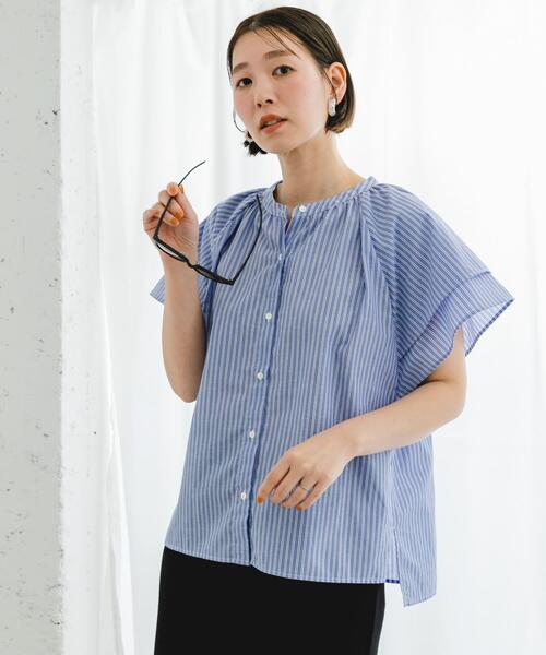 F by ROSSO（エフバイロッソ）の「リンネル8月号掲載『UR TECH』F by ROSSO　フレアスリーブブラウス（シャツ/ブラウス・レディース・ブラウン系その他/ブルー系その他/ネイビー/ミント/グレー・FREE）」の14枚目の写真