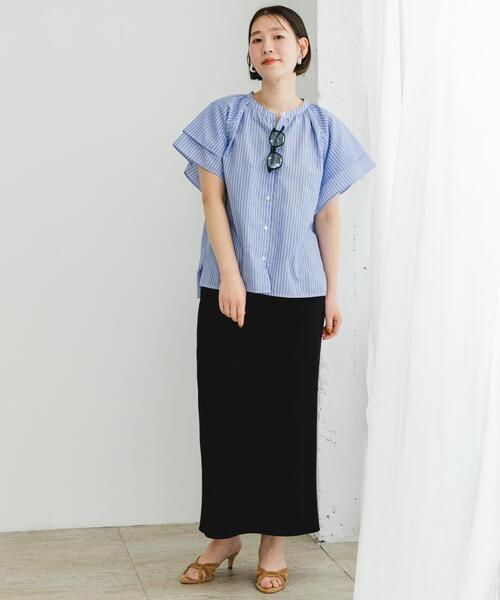 F by ROSSO（エフバイロッソ）の「リンネル8月号掲載『UR TECH』F by ROSSO　フレアスリーブブラウス（シャツ/ブラウス・レディース・ブラウン系その他/ブルー系その他/ネイビー/ミント/グレー・FREE）」の17枚目の写真