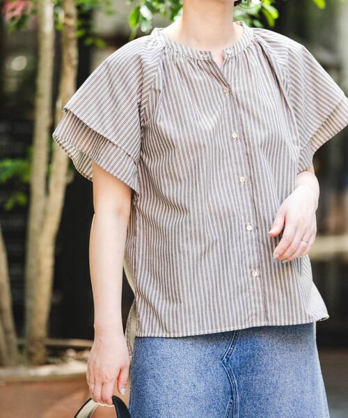 F by ROSSO（エフバイロッソ）の「リンネル8月号掲載『UR TECH』F by ROSSO　フレアスリーブブラウス（シャツ/ブラウス・レディース・ブラウン系その他/ブルー系その他/ネイビー/ミント/グレー・FREE）」の21枚目の写真