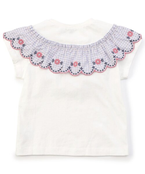 Seraph（セラフ）の「【リンク/ジュニア対応】ガーリーチェックフリル半袖Tシャツ（Tシャツ/カットソー・キッズ・ベージュ/オフホワイト・80/90/100/110/120/130/140）」の8枚目の写真