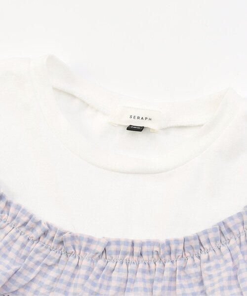 Seraph（セラフ）の「【リンク/ジュニア対応】ガーリーチェックフリル半袖Tシャツ（Tシャツ/カットソー・キッズ・ベージュ/オフホワイト・80/90/100/110/120/130/140）」の9枚目の写真