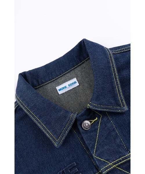 WOKE EDGE（ウォークエッジ）の「デニムジャケット｜Candy Weave Denim Jacket｜WOKE EDGE（デニムジャケット・メンズ・ブルー・S/L/M/XL）」の4枚目の写真
