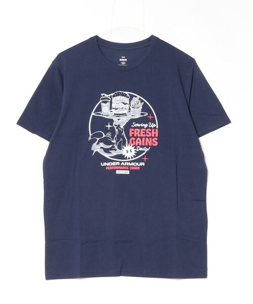 UNDER ARMOUR（アンダーアーマー）の「アンダーアーマー  UAパフォーマンスコットン ゲインズダイナー ショートスリーブ Tシャツ（Tシャツ/カットソー・メンズ・ホワイト/サックスブルー/ネイビー・S/M/L/LL/3L）」の3枚目の写真