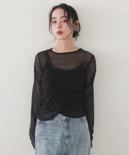 セール】ギャザードレープシアートップス（Tシャツ/カットソー