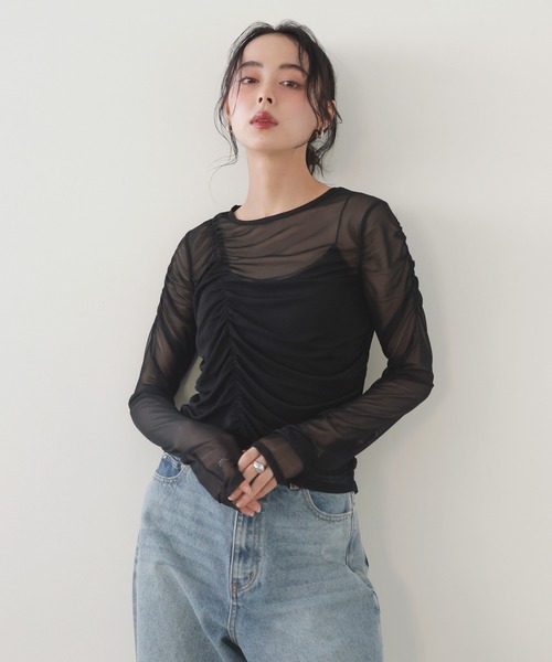 LIAN(リアン)の「ギャザードレープシアートップス(Tシャツ/カットソー・レディース・オフホワイト/グレー/ブラック/イエロー・FREE)」の18枚目の写真