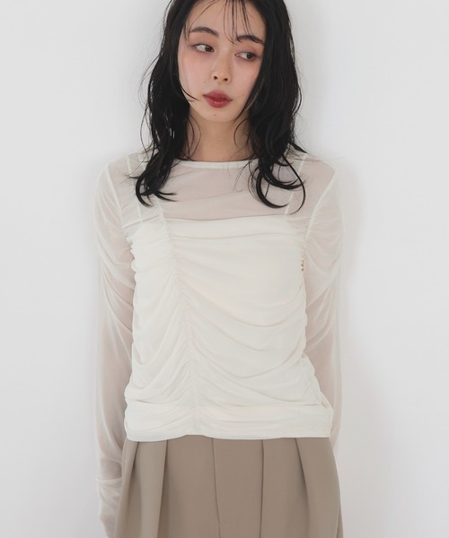 AMOMENT シアートップス セール】ギャザードレープシアートップス（Tシャツ/カットソー
