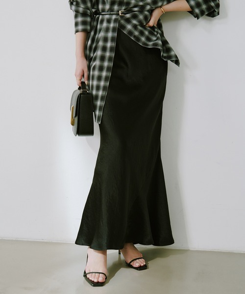 アセテートサテンナロースカート（スカート）｜anuans（ア