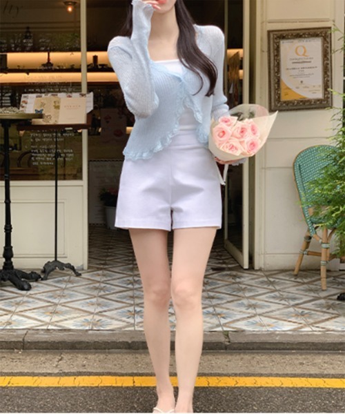 by muni:r（バイ ムニール）の「レースリブカーディガントップス（カーディガン/ボレロ・レディース・ベージュ/グレー/ブルー/アイボリー/ブラック/パープル/オレンジ/ピンク・FREE）」の16枚目の写真