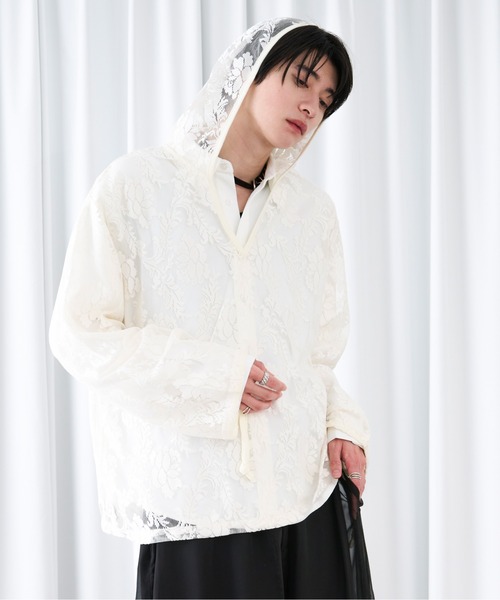 Ellno Loset(エルノロゼット)の「キーネックレースフーディ(パーカー・メンズ・ネイビー/ブラック/オフホワイト・LARGE/MEDIUM/SMALL)」の12枚目の写真