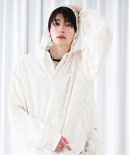 Ellno Loset(エルノロゼット)の「キーネックレースフーディ(パーカー・メンズ・ネイビー/ブラック/オフホワイト・LARGE/MEDIUM/SMALL)」の11枚目の写真