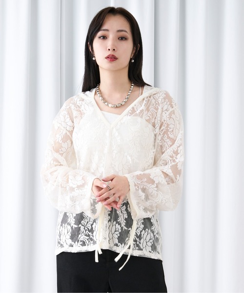 Ellno Loset(エルノロゼット)の「キーネックレースフーディ(パーカー・メンズ・ネイビー/ブラック/オフホワイト・LARGE/MEDIUM/SMALL)」の17枚目の写真