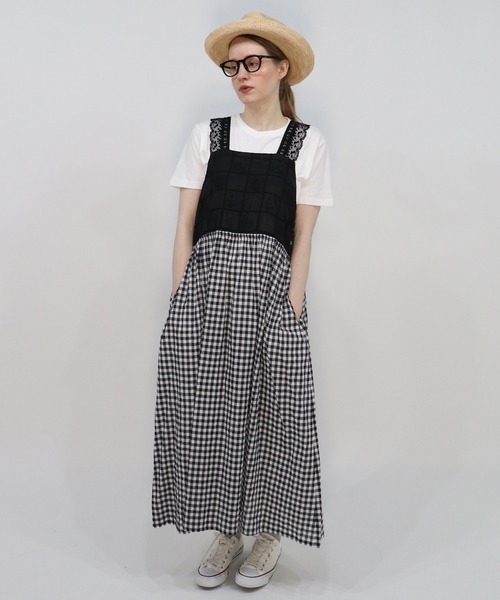 haupia（ハウピア）の「窓辺は小さなギャラリー【肩レースワンピース】（ワンピース・レディース・アイボリー/ブラック/チェック・MEDIUM）」の21枚目の写真