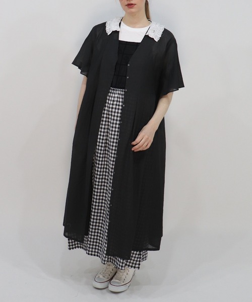 haupia（ハウピア）の「窓辺は小さなギャラリー【肩レースワンピース】（ワンピース・レディース・アイボリー/ブラック/チェック・MEDIUM）」の16枚目の写真