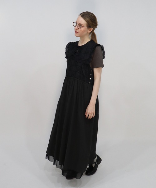 haupia（ハウピア）の「窓辺は小さなギャラリー【肩レースワンピース】（ワンピース・レディース・アイボリー/ブラック/チェック・MEDIUM）」の10枚目の写真