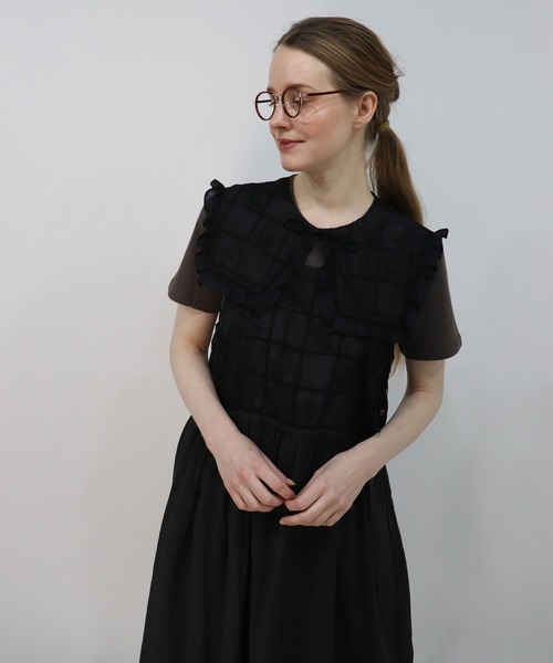 haupia（ハウピア）の「窓辺は小さなギャラリー【肩レースワンピース】（ワンピース・レディース・アイボリー/ブラック/チェック・MEDIUM）」の9枚目の写真