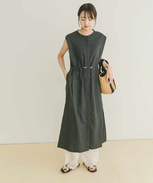 ITEMS URBANRESEARCH（アイテムズ アーバンリサーチ）の「ウエストドロストノースリワンピース（ワンピース・レディース・グリーン/ネイビー/ライトブラウン・FREE）」の18枚目の写真