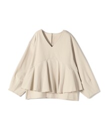 SHIPS Colors（シップス カラーズ）の「SHIPS Colors:〈手洗い可能〉ミラノリブ Vネック ペプラム トップス（Tシャツ/カットソー）」