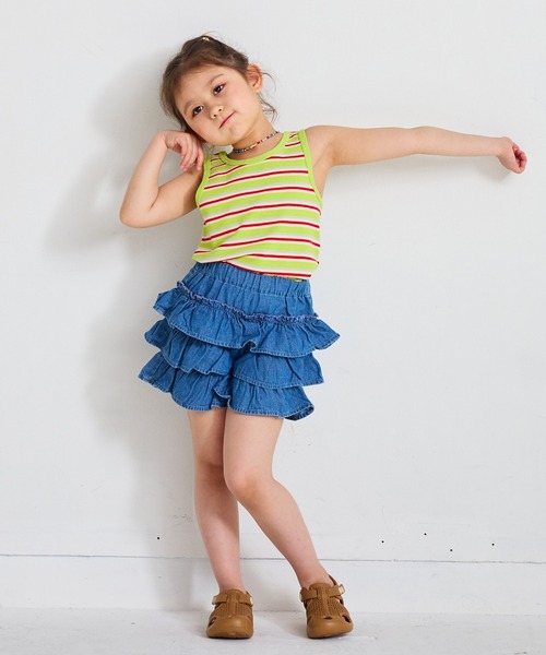 MARKEY'S（マーキーズ）の「先染めボーダータンクトップ（タンクトップ・キッズ・ベージュ/ライム/ブルー・120/80/130/140/90/100/110）」の5枚目の写真