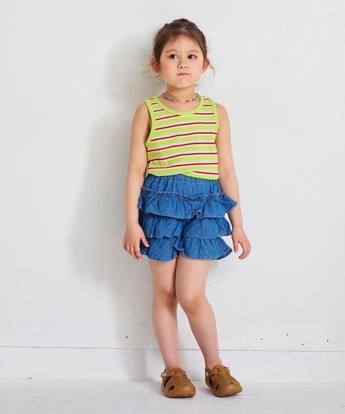 MARKEY'S（マーキーズ）の「先染めボーダータンクトップ（タンクトップ・キッズ・ベージュ/ライム/ブルー・120/80/130/140/90/100/110）」の6枚目の写真