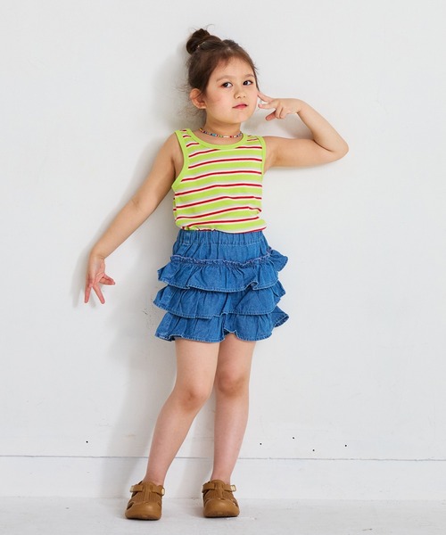 MARKEY'S（マーキーズ）の「先染めボーダータンクトップ（タンクトップ・キッズ・ベージュ/ライム/ブルー・120/80/130/140/90/100/110）」の7枚目の写真