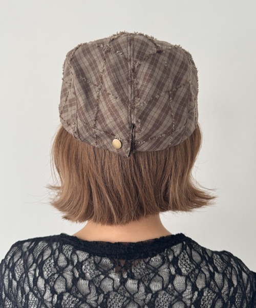 SOLLON.(ソルロン)の「チェック柄フリンジハンチング帽(ハンチング/ベレー帽・レディース・ネイビー/ベージュ/ブラウン・FREE)」の9枚目の写真