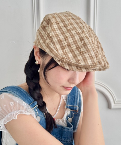 SOLLON.(ソルロン)の「チェック柄フリンジハンチング帽(ハンチング/ベレー帽・レディース・ネイビー/ベージュ/ブラウン・FREE)」の20枚目の写真
