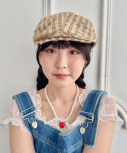 SOLLON.(ソルロン)の「チェック柄フリンジハンチング帽(ハンチング/ベレー帽・レディース・ネイビー/ベージュ/ブラウン・FREE)」の22枚目の写真