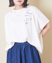 CUBE SUGAR（キューブシュガー）の「32/-スラブ天竺ロゴ刺繍ドルマンTシャツ（Tシャツ/カットソー）」