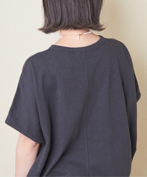 CUBE SUGAR（キューブシュガー）の「32/-スラブ天竺ロゴ刺繍ドルマンTシャツ（Tシャツ/カットソー・レディース・ブルー/オレンジ/ナチュラル/スミクロ・M）」の16枚目の写真