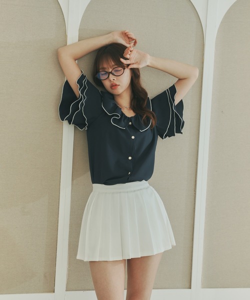 liten リテン　レイヤードフリルブラウスヒヤシンス liten リテン レイヤードフリルブラウスヒヤシンス