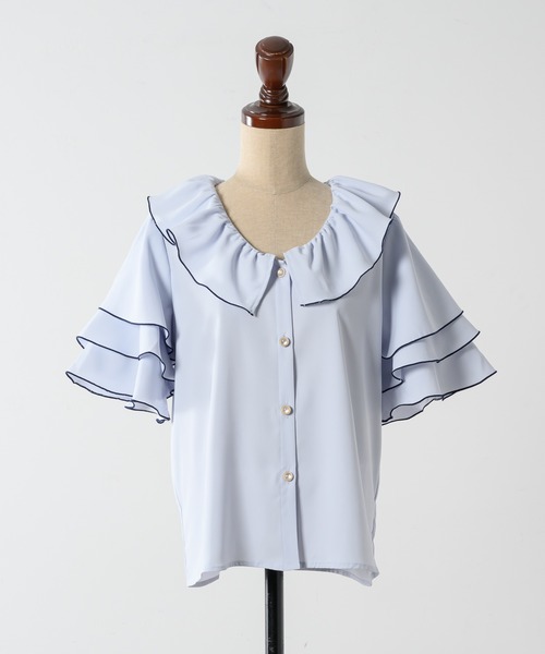 【Binary01】Oad Layered Frill T-Shirt〜フリルTシャツ★韓国発 フリル Binary01(バイナリーワン) Tシャツ・カットソー