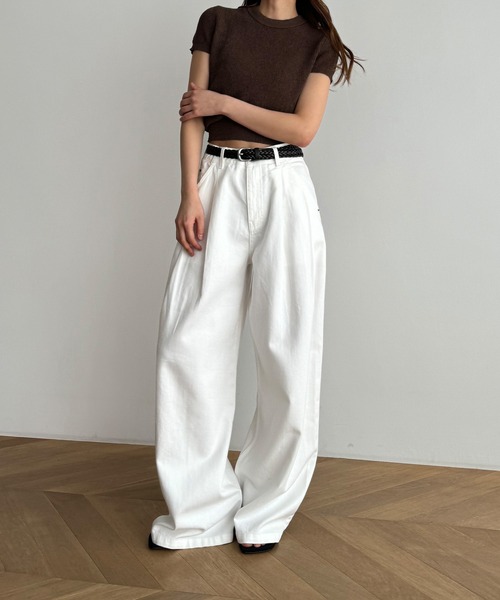 CANAL JEAN（キャナルジーン）の「El mar　コットンリネン半袖ニット（ニット/セーター・レディース・ホワイト/ブラウン/ブラック・ONE SIZE）」の6枚目の写真