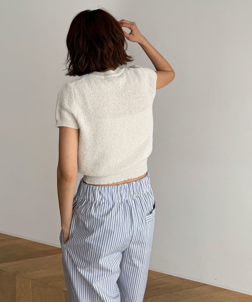 CANAL JEAN（キャナルジーン）の「El mar　コットンリネン半袖ニット（ニット/セーター・レディース・ホワイト/ブラウン/ブラック・ONE SIZE）」の8枚目の写真