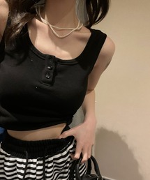 フロントボタンショート丈タンクトップ